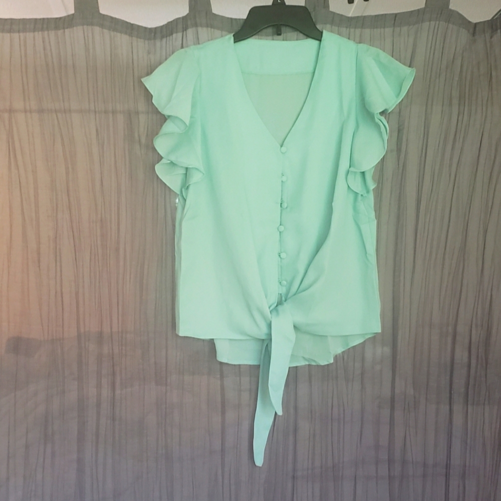 Flutter sleeve chiffon blouse, small.